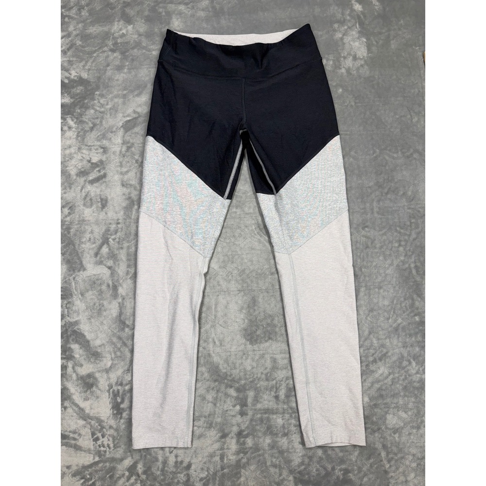 Outdoor Voices Springs Colorblock Leggings Black Grey Mid Rise 7/8 Crop Medium
